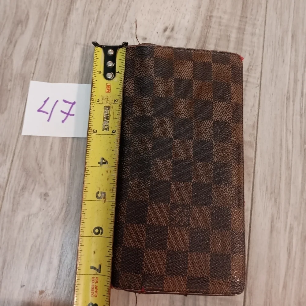 Authentic Louis Vuitton Damier Ebene Brazza Long Wallet